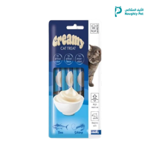m pets مكافاة قطط كريمة التونة والجمبري 60 غ